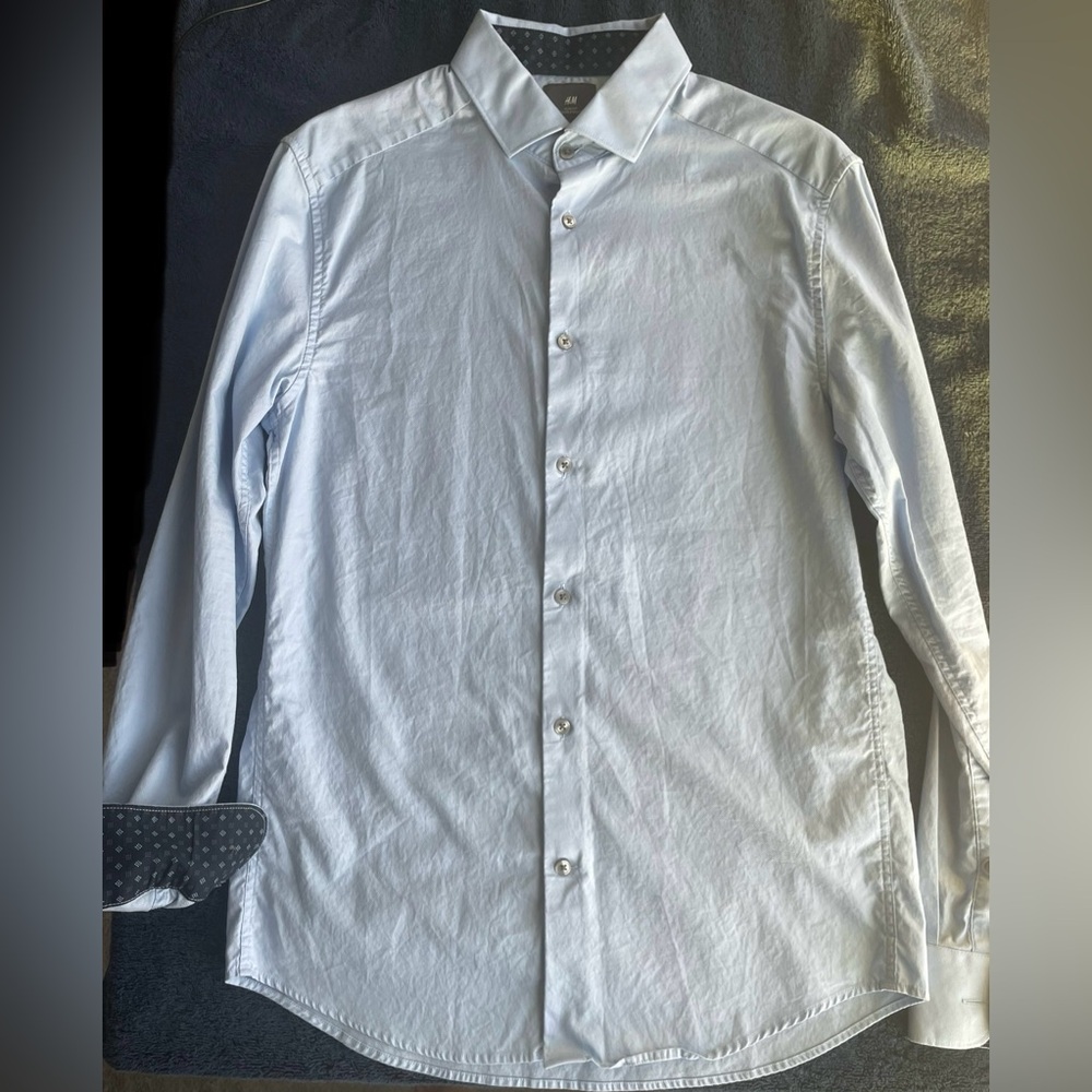 H&M Light Blue Men's Button-Down Dress Shirt